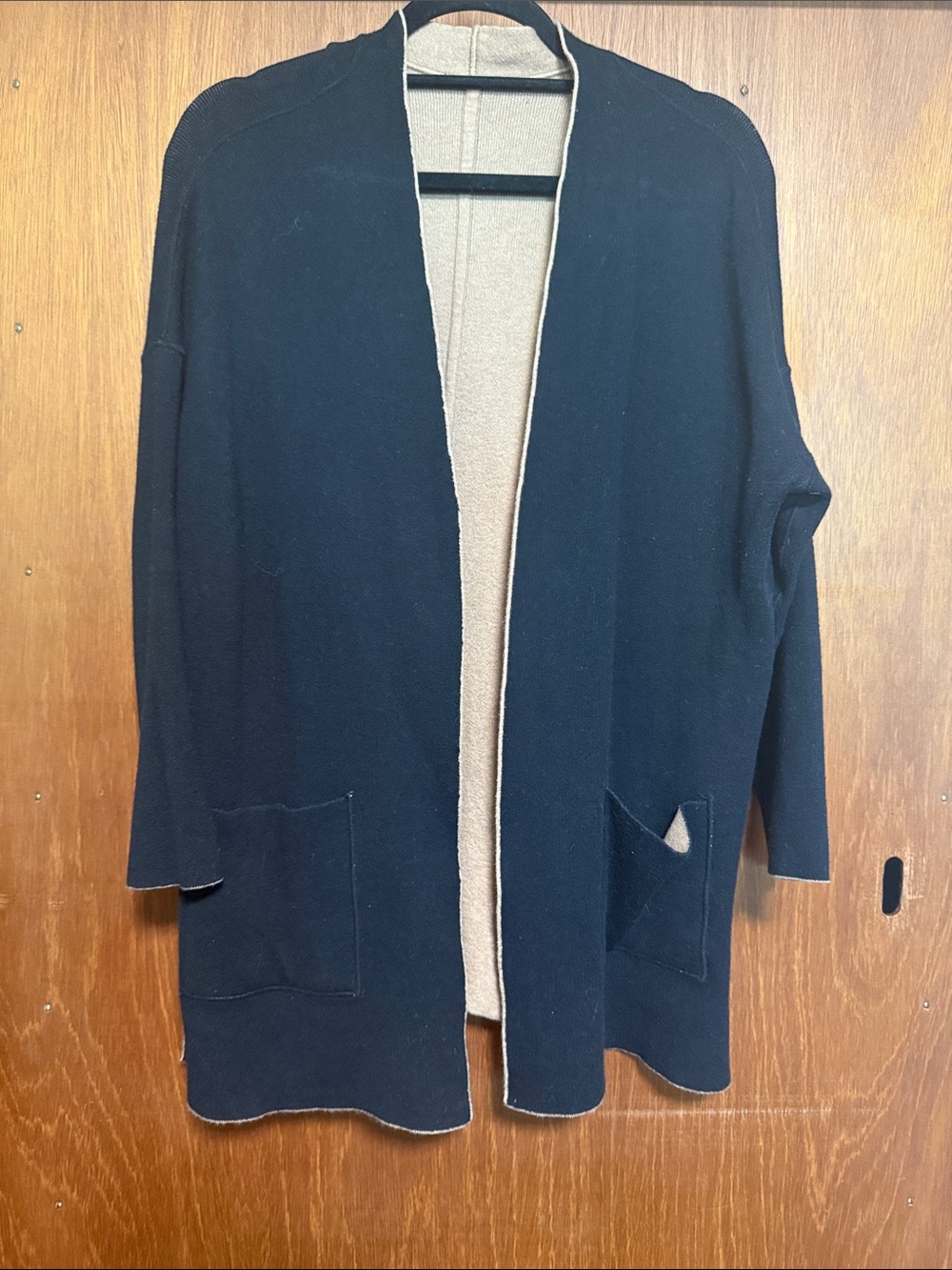 J. Jill Reversible Open-Front Cardigan - Black & Tan